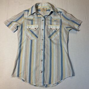 Dee Cee Brand Authentic Western Light Blue/Yellow Shark Tooth Pocket 30 7/8